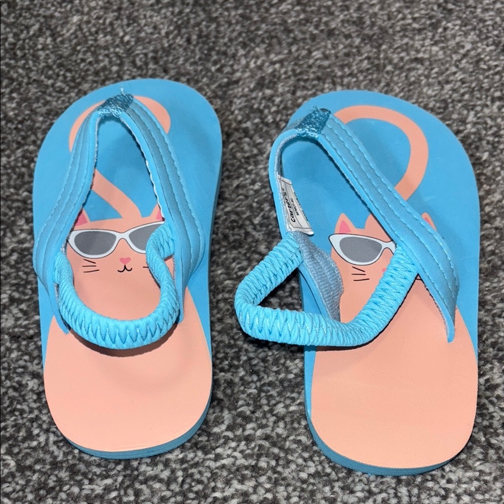 Carter's Blue and pink cat Sandals for Kids size 7 NWOT - Picture 5 of 6